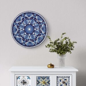 Kék mini mandala – 20 cm átmérőjű akril festmény
