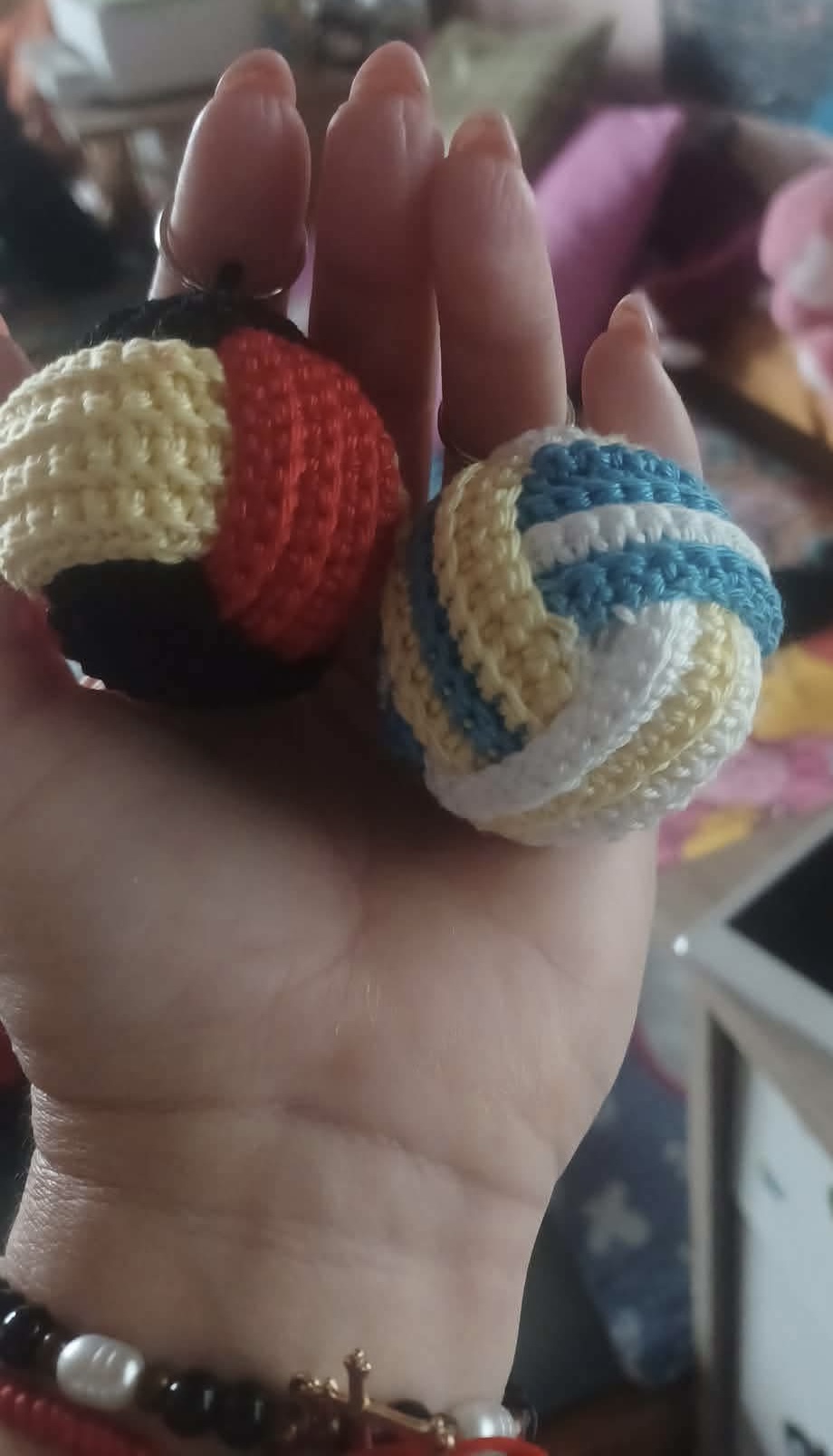 Horgolt Labda Kulcstartó
