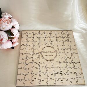 Puzzle esküvői vendégkönyv különböző darabokkal