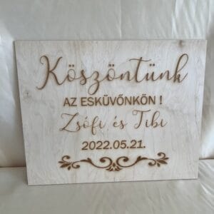 Köszöntő tábla Esküvőre