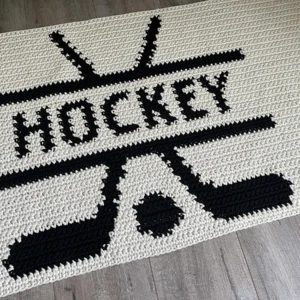Horgolt szőnyeg – Hockey minta, egyedi méretben