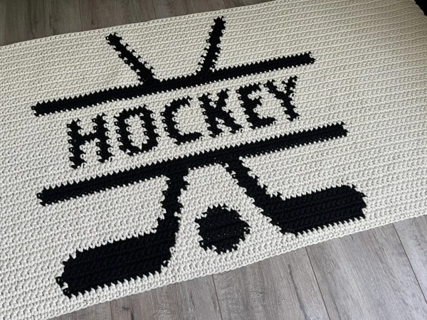 Horgolt szőnyeg – Hockey minta, egyedi méretben
