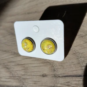 Aurelia Luxe 12 mm-es csillámos-arany pelyhes pontfülbevaló kollekció