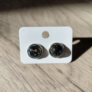 Aurelia Luxe 12 mm-es csillámos-arany pelyhes pontfülbevaló kollekció