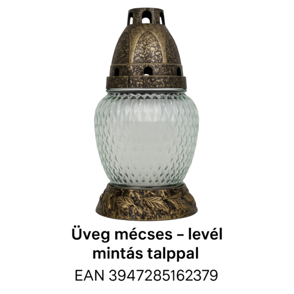 Üveg Mécses – Levél Mintás Talppal (3 színben)