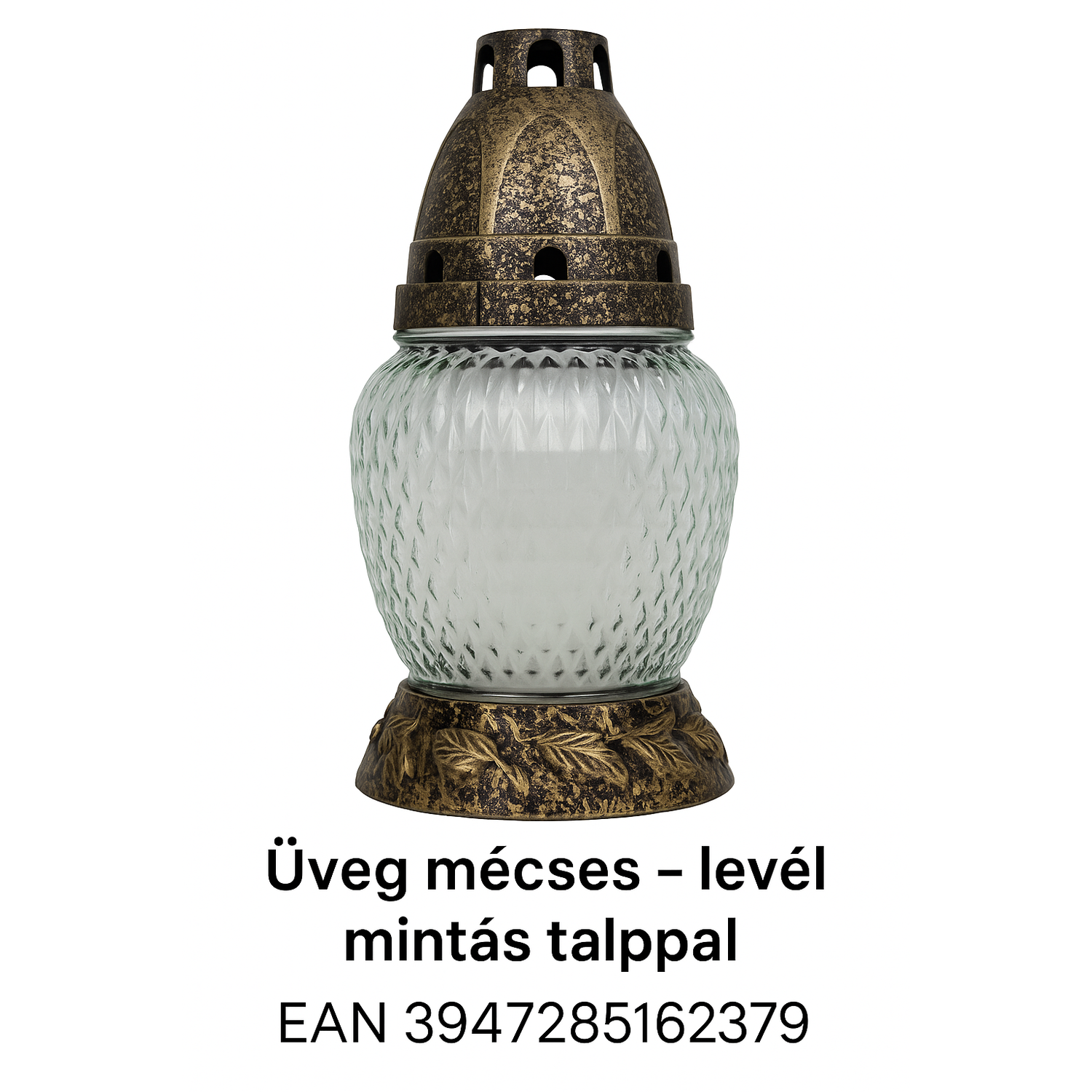 Üveg Mécses – Levél Mintás Talppal (3 színben)