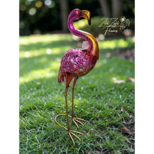 Rózsaszín flamingó figura fém dekoráció