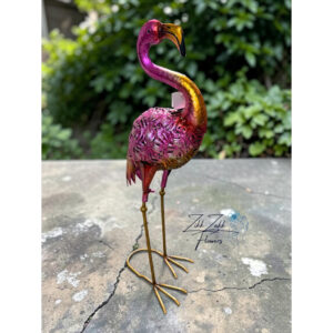 Rózsaszín flamingó figura fém dekoráció