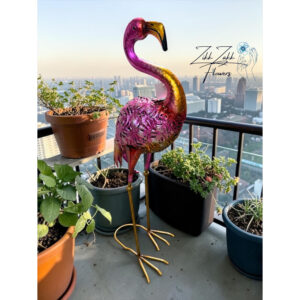 Rózsaszín flamingó figura fém dekoráció