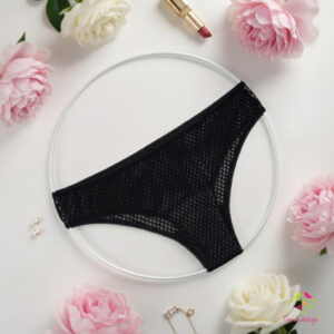 Fekete csipkés necc brazil tisztasági bugyi