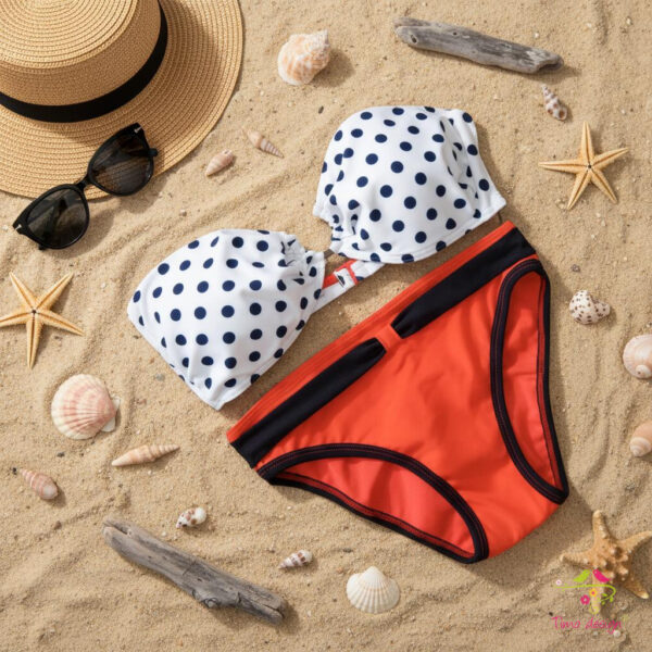 Piros-sötétkék menstruációs fürdőruha alsó, bikini alsó, fürdőbugyi