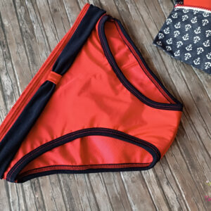 Piros-sötétkék menstruációs fürdőruha alsó, bikini alsó, fürdőbugyi