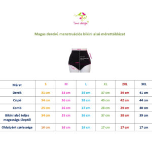 Fukszia magas derekú menstruációs bikini alsó, virág mintás övrésszel, fonott hatású övdísszel