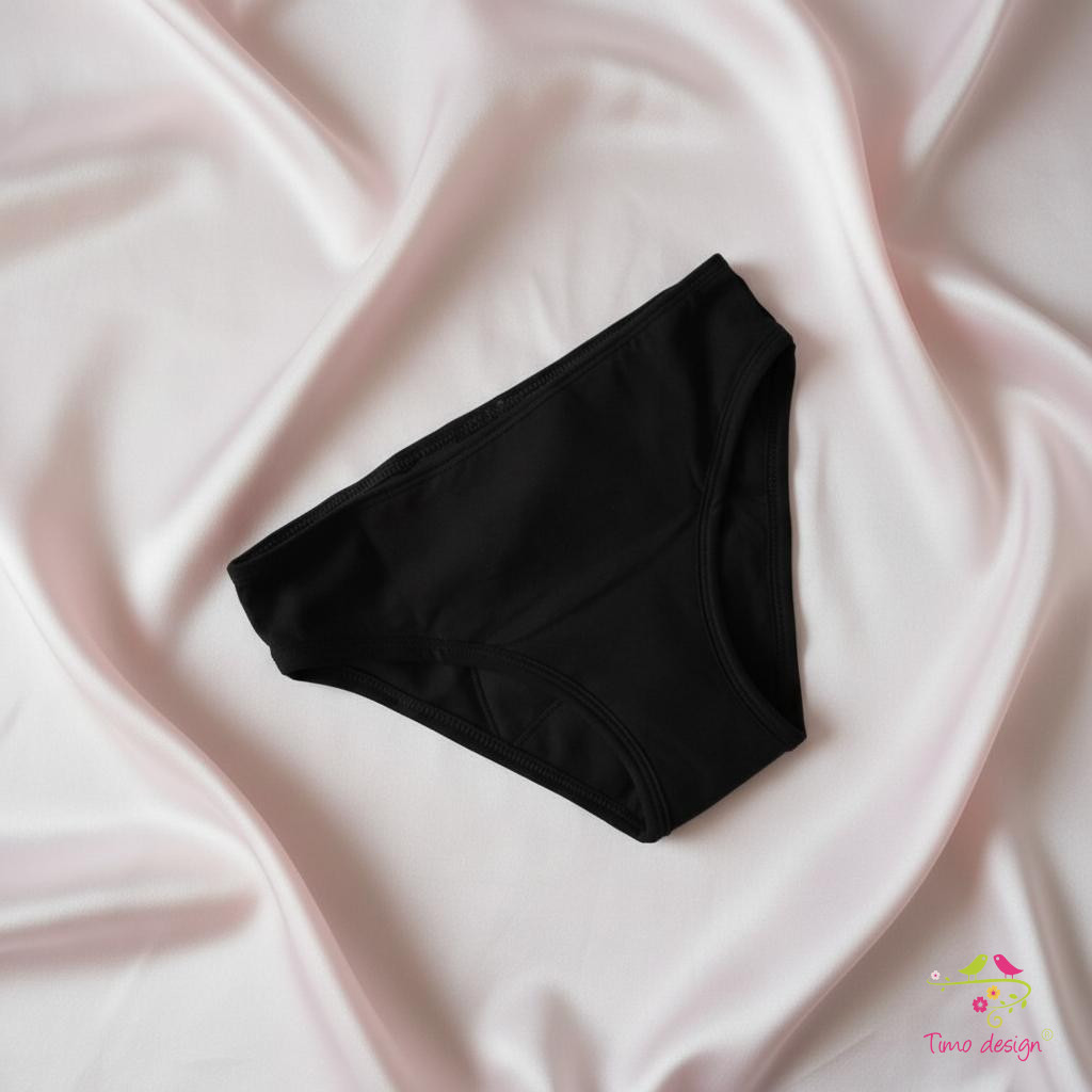 Új generációs fekete bikini fazonú menstruációs bugyi, extrán erős vérzéshez