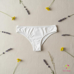 Fehér pamut brazil menstruációs bugyi, enyhe – közepes vérzéshez