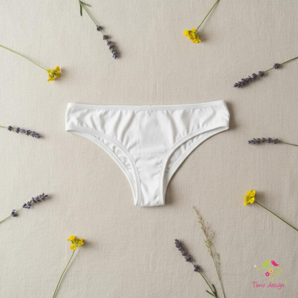 Fehér pamut brazil menstruációs bugyi, enyhe – közepes vérzéshez