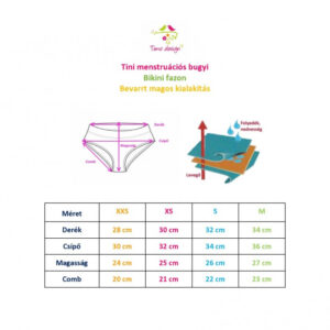 „Gyümölcsös-virágos” tini menstruációs bugyi erős vérzéshez, bikini fazonú