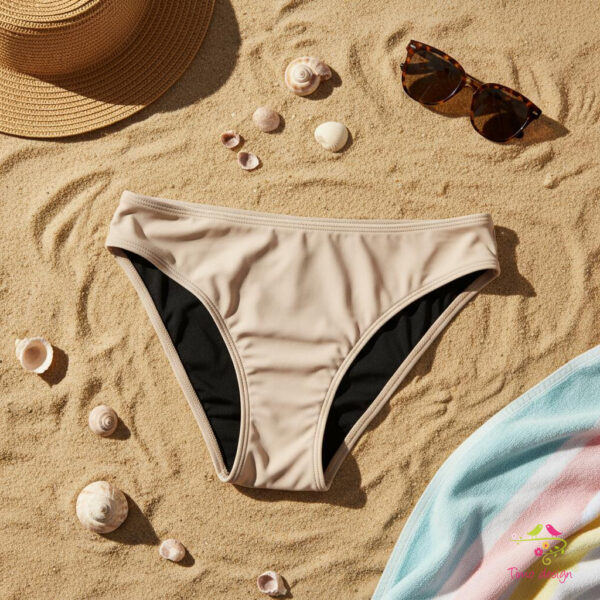 Testszínű menstruációs fürdőruha alsó, bikini alsó, fürdőbugyi