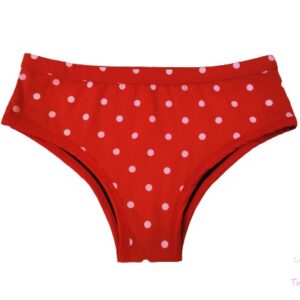 Piros alapon fehér pöttyös bevarrt magos menstruációs bugyi, közepes erősségű vérzéshez