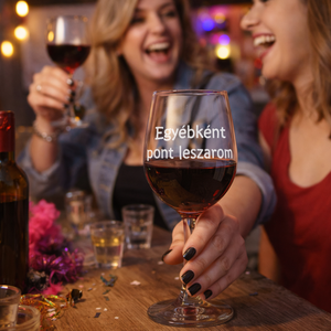 „Egyébként pont leszarom” – Gravírozott borospohár