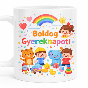 Boldog Gyereknapot! – Cuki, színes bögreminta gyereknapra