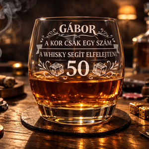 Gravírozott whiskys pohár – Névre szóló ajándék férfiaknak