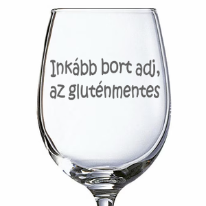 Gravírozott pohár gluténmentes felirattal