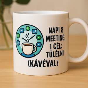 Vicces Irodai Bögre – „Napi 8 meeting, 1 cél: túlélni (kávéval)”