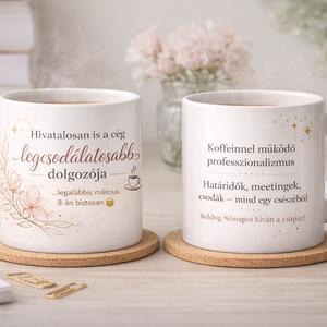 Vicces, mégis elegáns nőnapi céges bögre