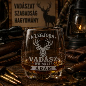 Gravírozott vadász whiskys pohár névvel