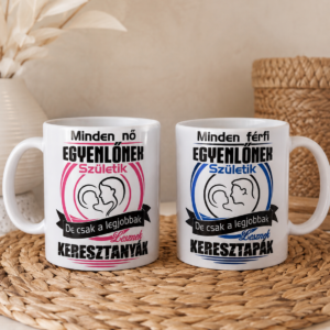 Keresztanya és Keresztapa páros bögre – ajándék a legjobb keresztszülőknek