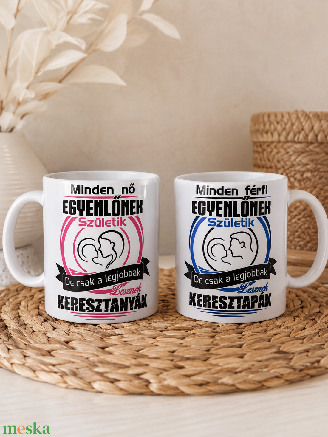 Keresztanya és Keresztapa páros bögre – ajándék a legjobb keresztszülőknek