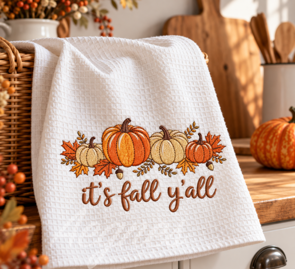 🍂 Hímzett őszi konyharuha