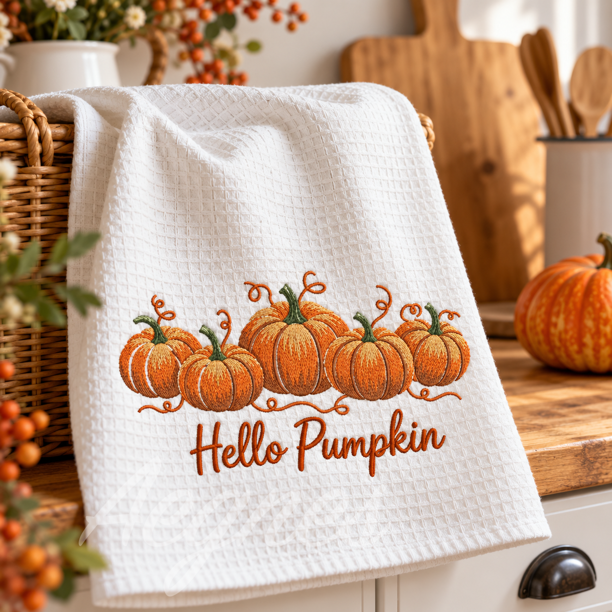 🍂 Hímzett őszi konyharuha