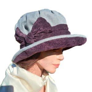 ÉVA – Design szövet kalap / női / őszi-téli / szürke – padlizsán kombinált