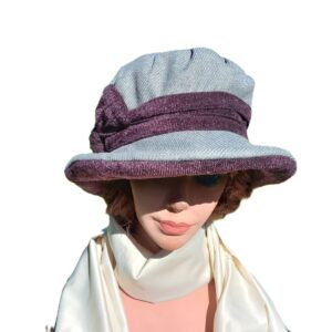 ÉVA – Design szövet kalap / női / őszi-téli / szürke – padlizsán kombinált