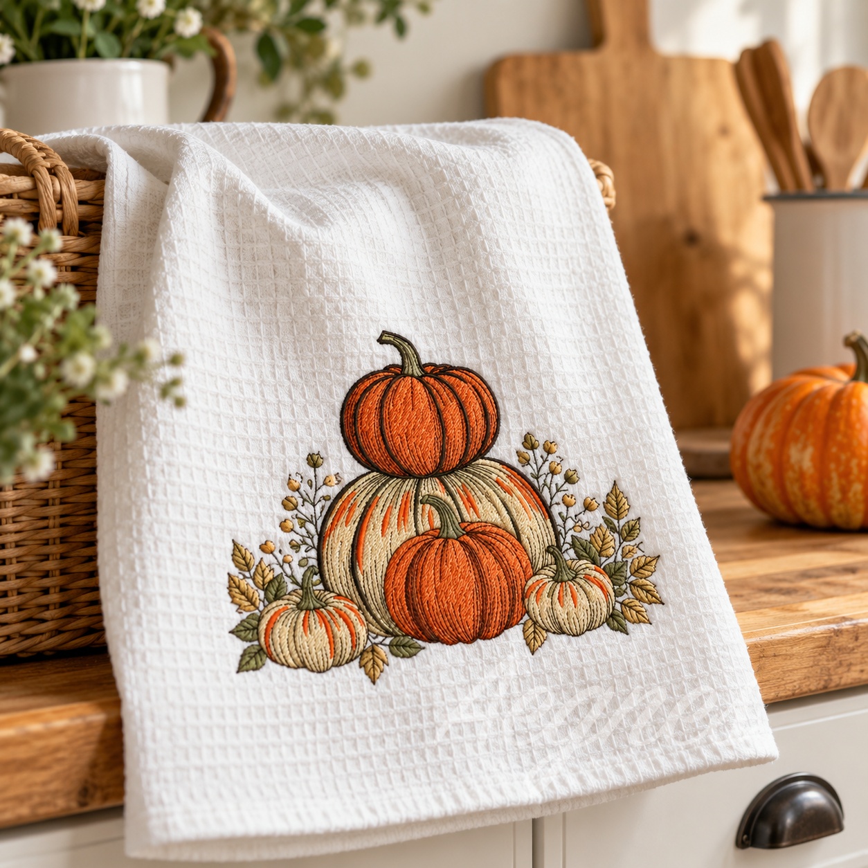 🍂 Hímzett őszi konyharuha