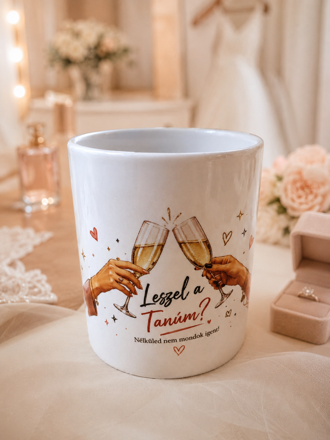 Esküvői felkérő bögre – Koszorúslánynak, tanúnak