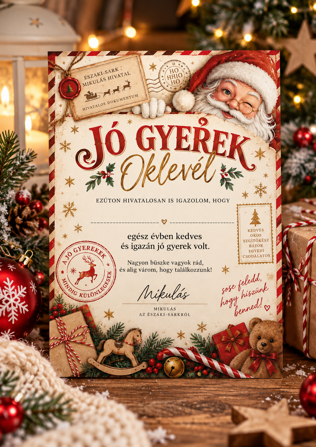 Nyomtatható mikulás oklevél