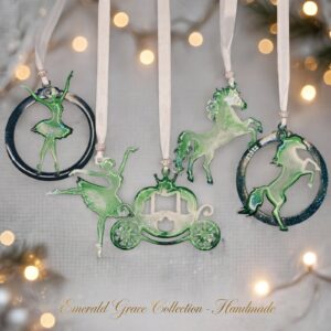 EMERALD GRACE – 5 darabos kézműves karácsonyfadísz szett díszdobozban