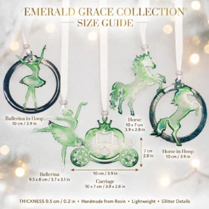 EMERALD GRACE – 5 darabos kézműves karácsonyfadísz szett díszdobozban