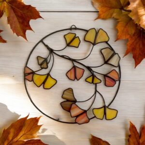 Ginkgo – Üveg őszi fényfogó, ablakdísz