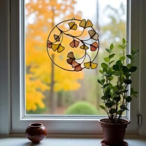 Ginkgo – Üveg őszi fényfogó, ablakdísz