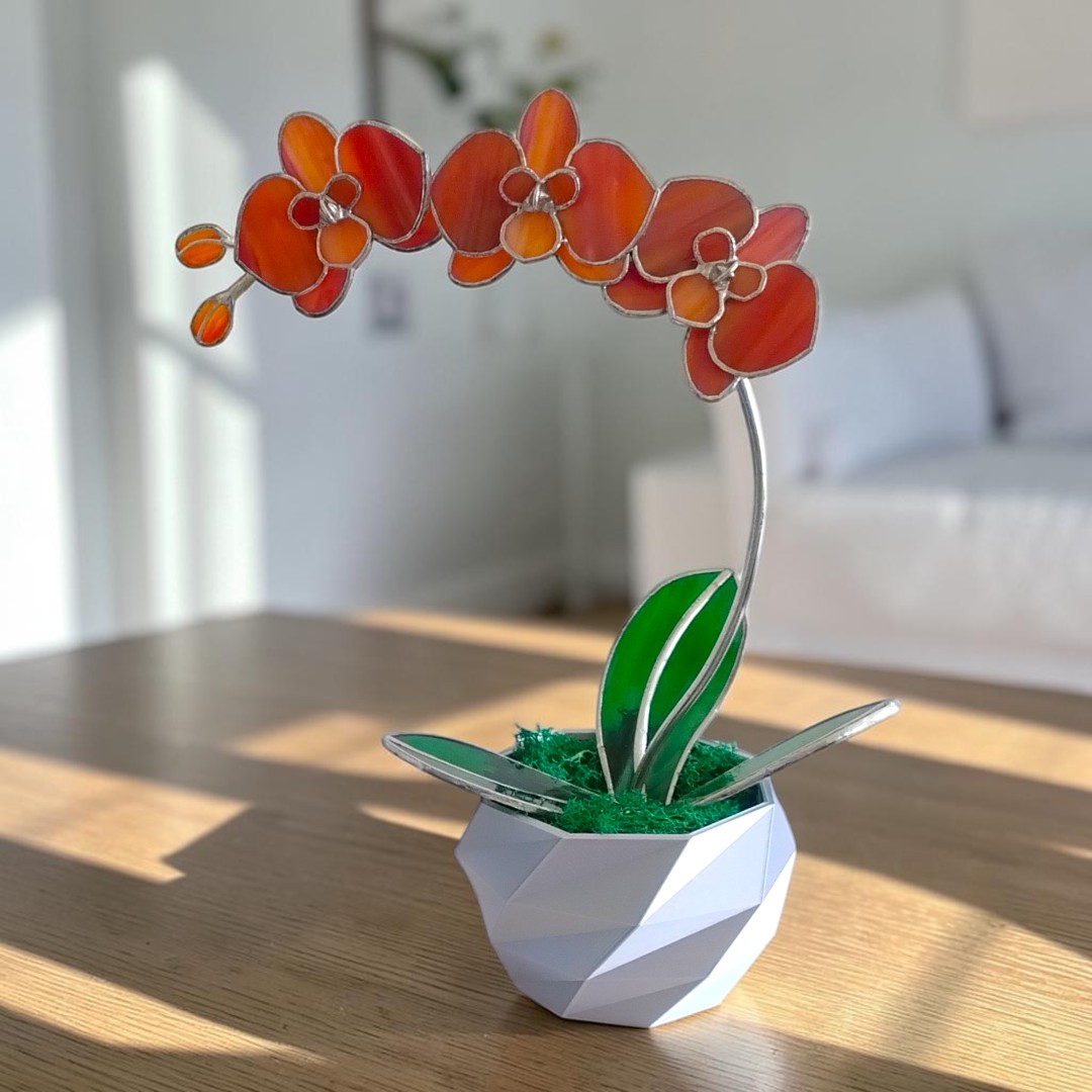 Üveg orchidea virág – Őszi asztaldísz