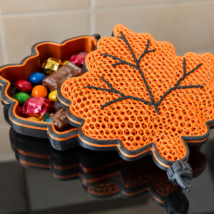 🍂 3D nyomtatott falevél – ajándék- és édességtartó