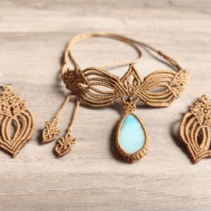 Szirének hajnala – boho stílusú makramé ásvány nyaklánc