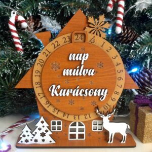 Adventi karácsonyi visszaszámláló öröknaptár – Fa asztaldísz