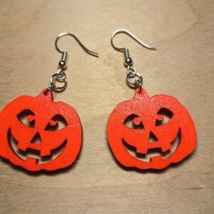 Halloween tök lézervágott fa fülbevaló