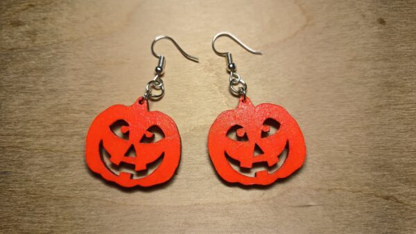 Halloween tök lézervágott fa fülbevaló