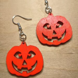 Halloween tök lézervágott fa fülbevaló